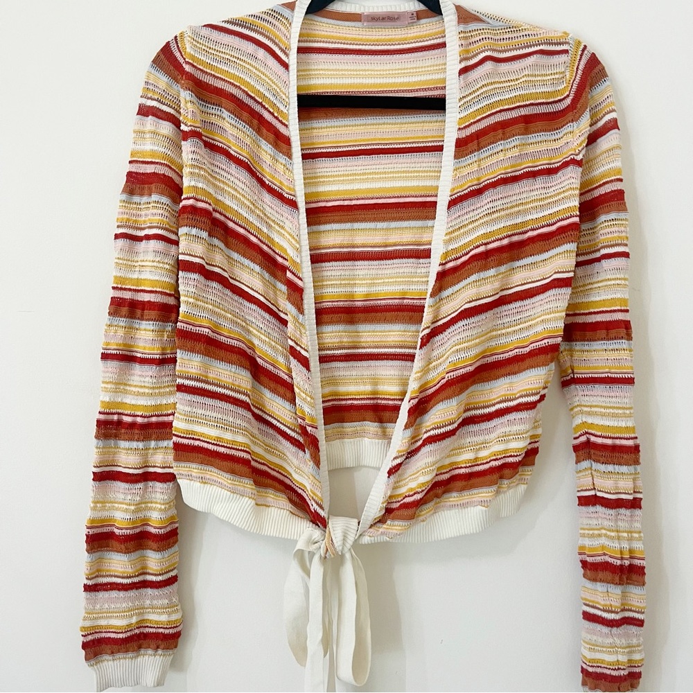 Long sleeve sheer stripe cardigan top